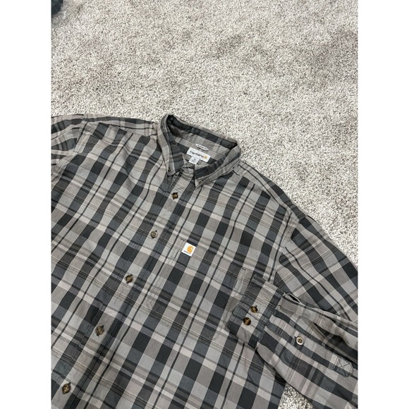 Carhartt Other - Carhartt Relaxed Fit Plaid Shirt Mens XL Tall Grey Black Long Sleeve Button Down